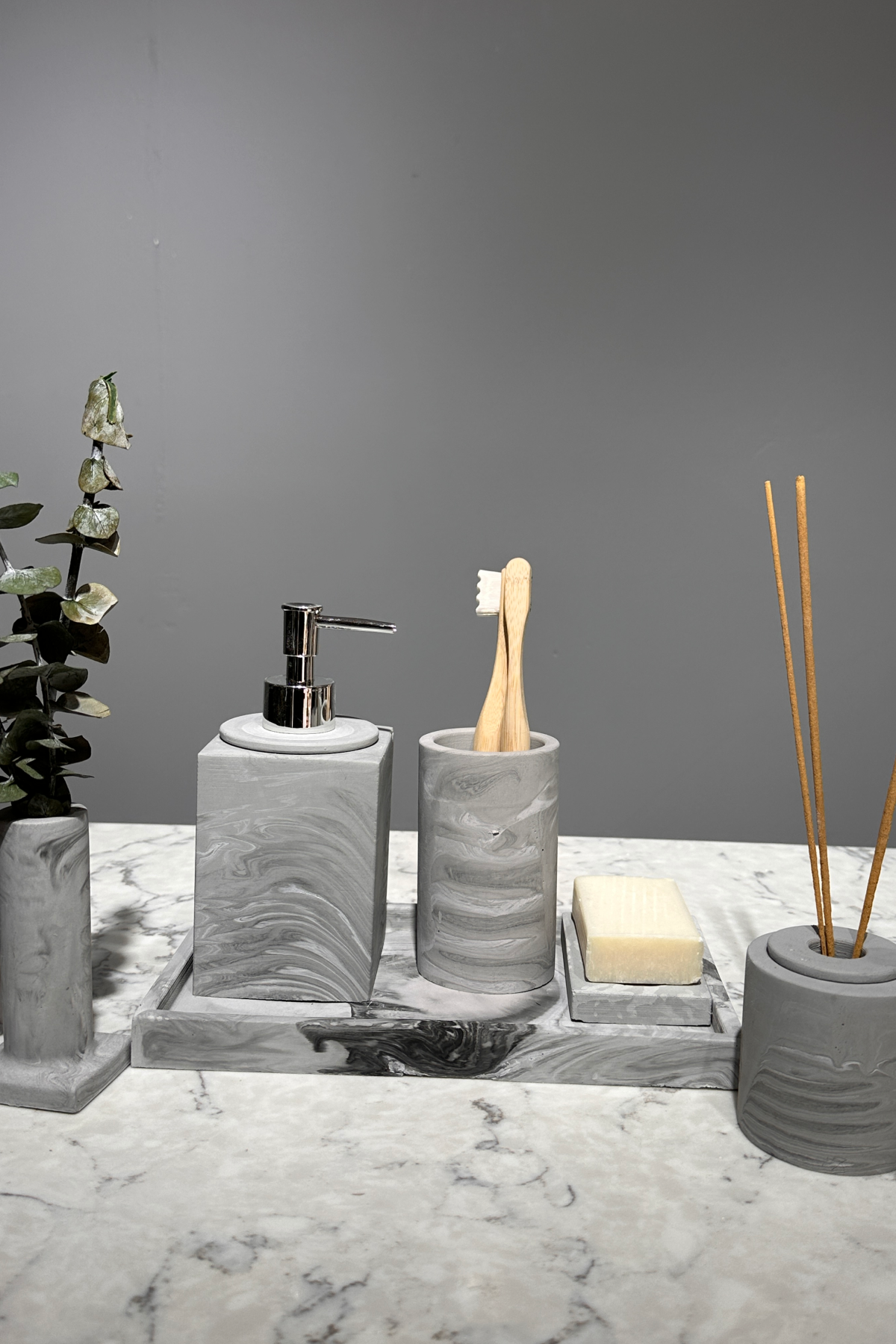 Antrasit Desen Beton Banyo Seti