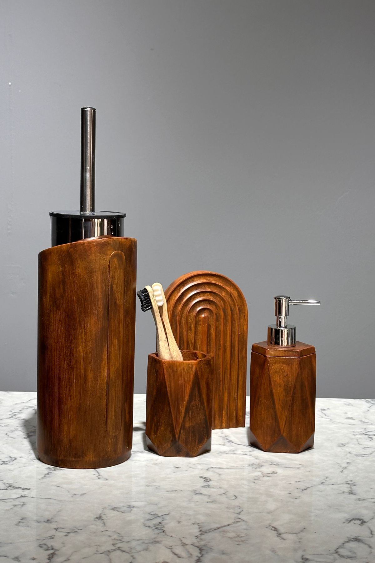 Woodart Serisi Ahşap Görünüm Beton Banyo Seti