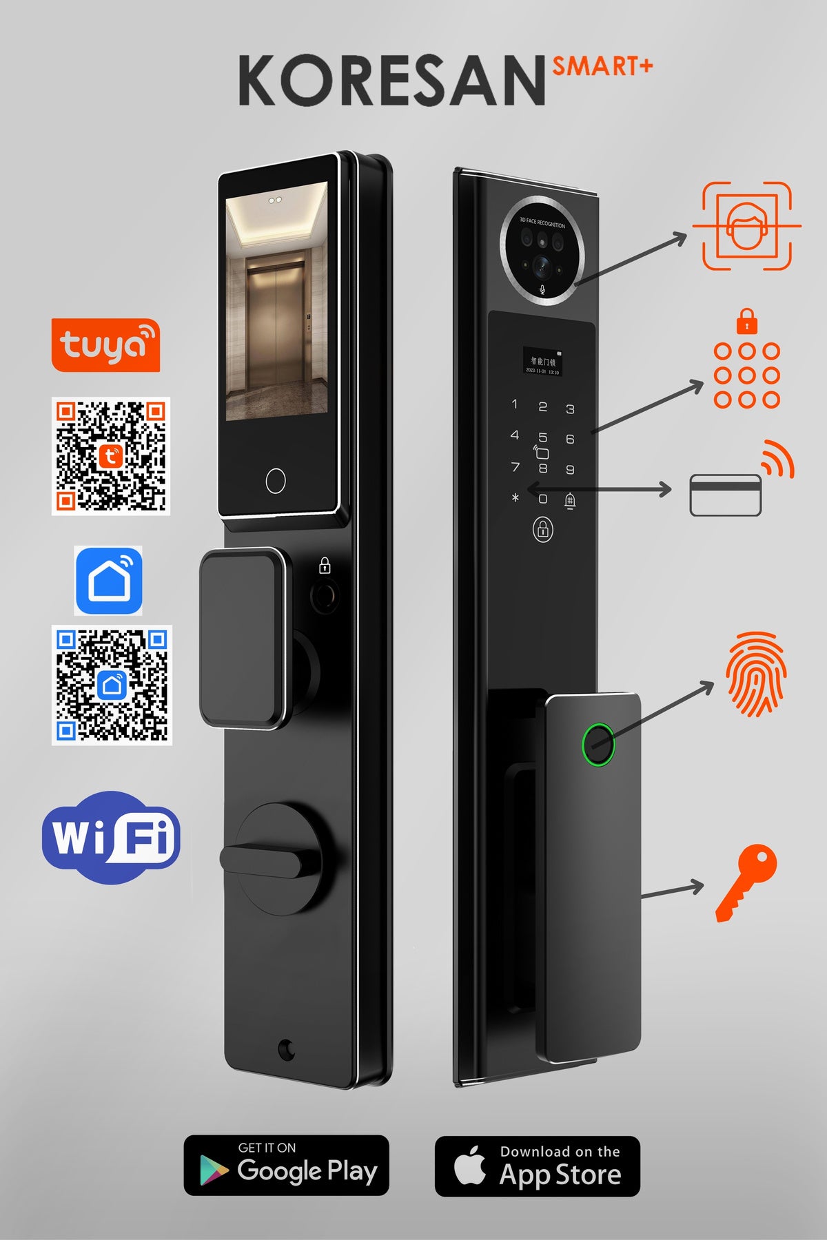 Tuya Akıllı Kapı Kilidi - Yüz Tanıma - Parmak izi - Wifi - Parola - AK2 Model