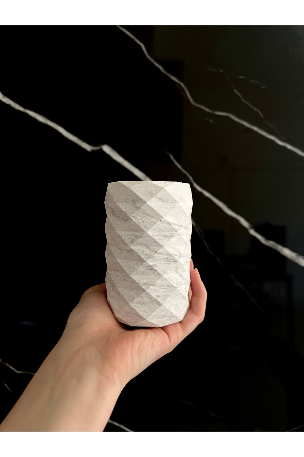 Dekoratif Beton Diş Fırçalık El Yapımı Banyo Aksesuarı Masaüstü Kalem Kutusu