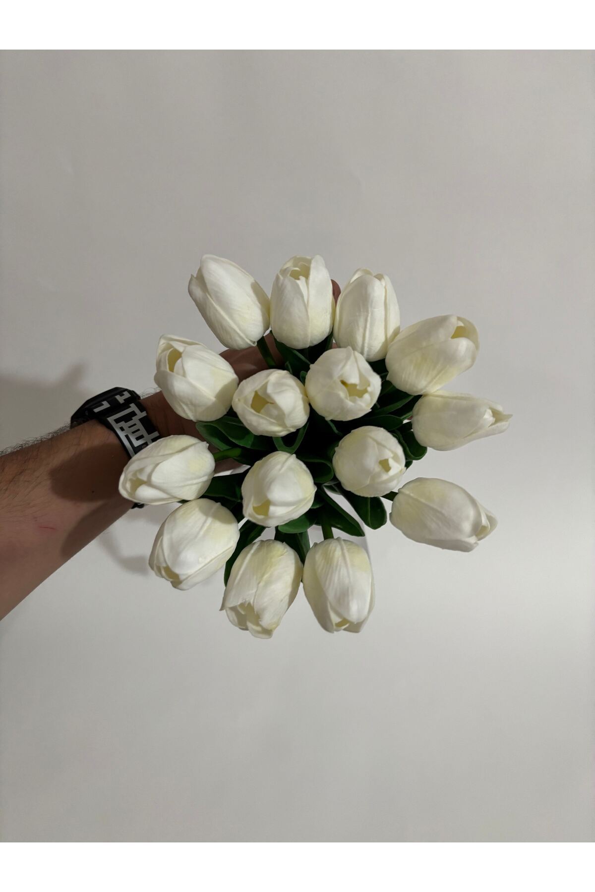Dolgun Gelin Çiçeği Demeti Yapay Çiçek 16' lı Islak Lale Buketi Düğün Damat Yaka Çiçeği Gerçek Doku