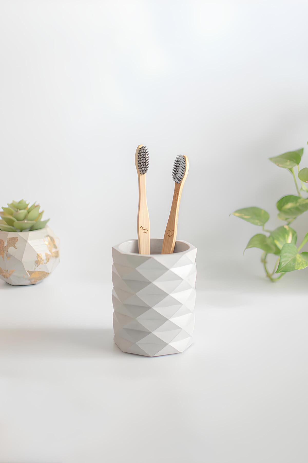 Dekoratif Geometrik Kalemlik | Modern Beton Organizer Vazo Saksı Diş Fırçalık Ofis Düzenleyici