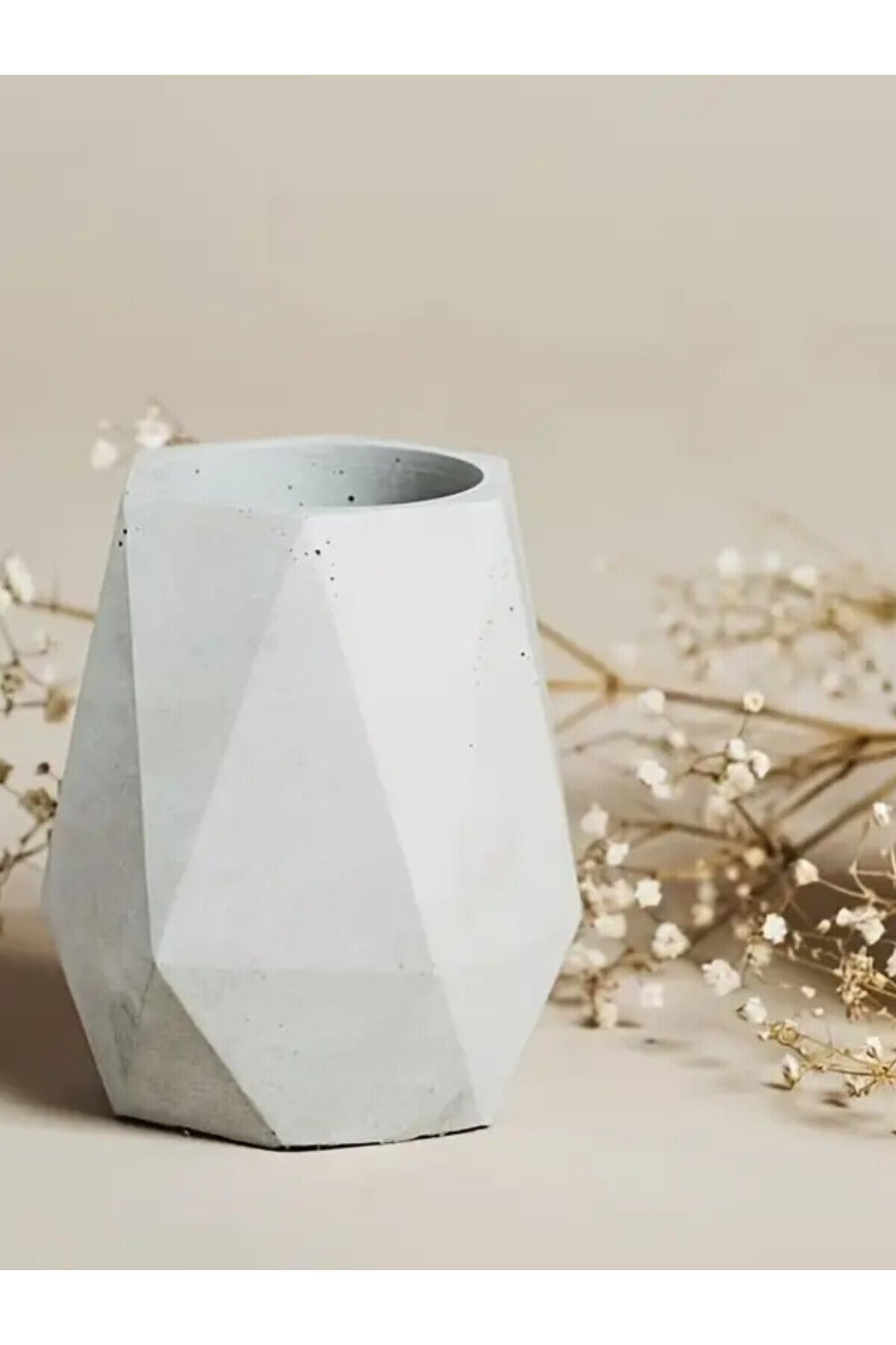 Modern Dekoratif Çok Amaçlı Tepsi Tabanlı Geometrik Beyaz Vazo / Saksı / Kalemlik / Diş Fırçalık