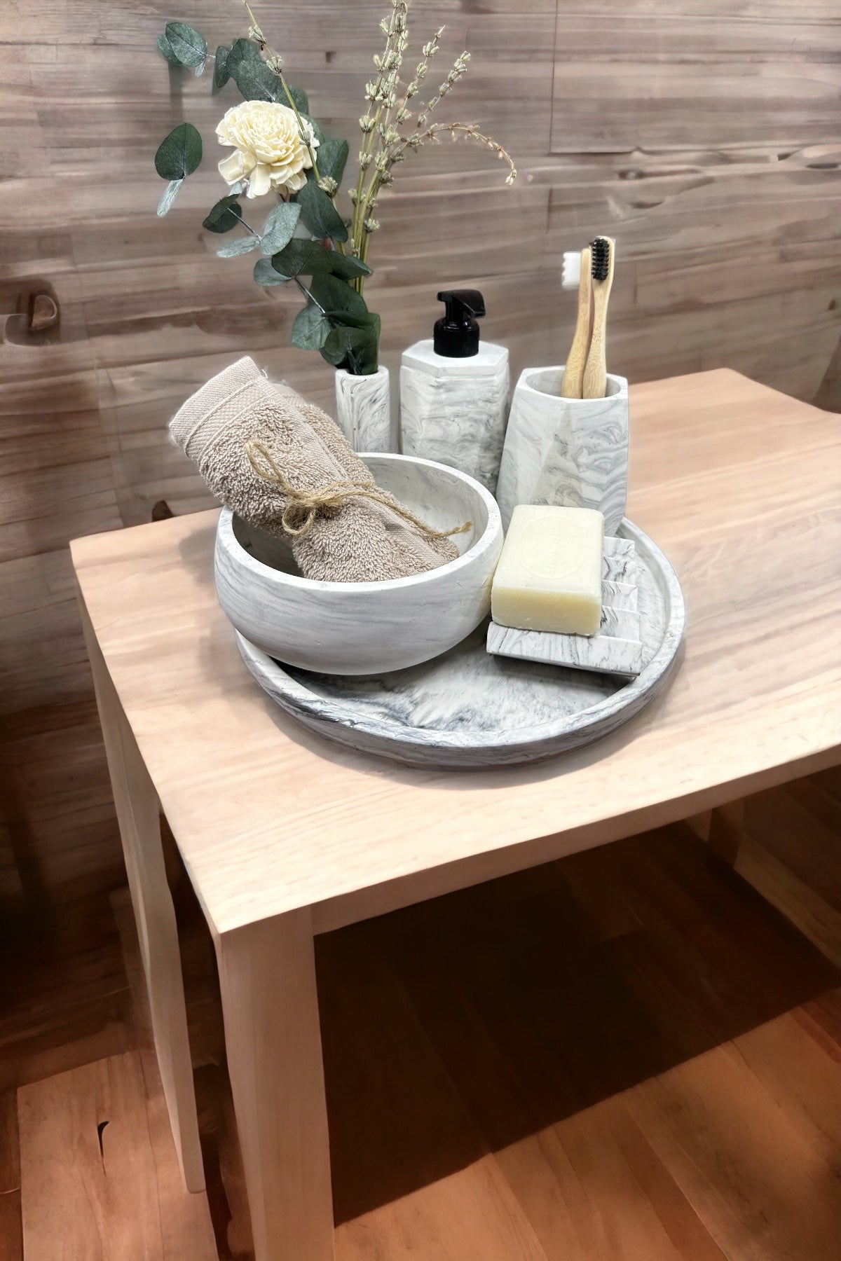 Mermer Desen Beton Banyo Seti