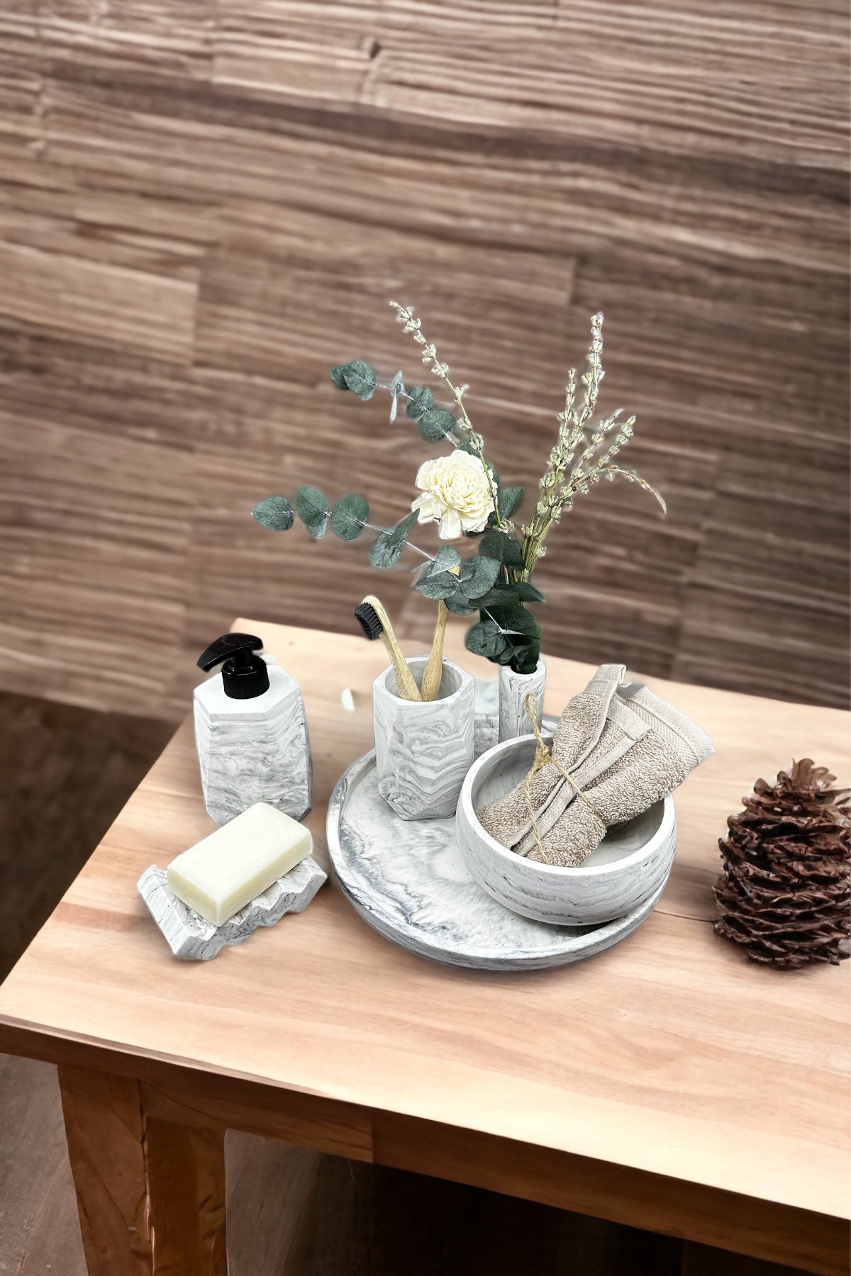 Mermer Desen Beton Banyo Seti