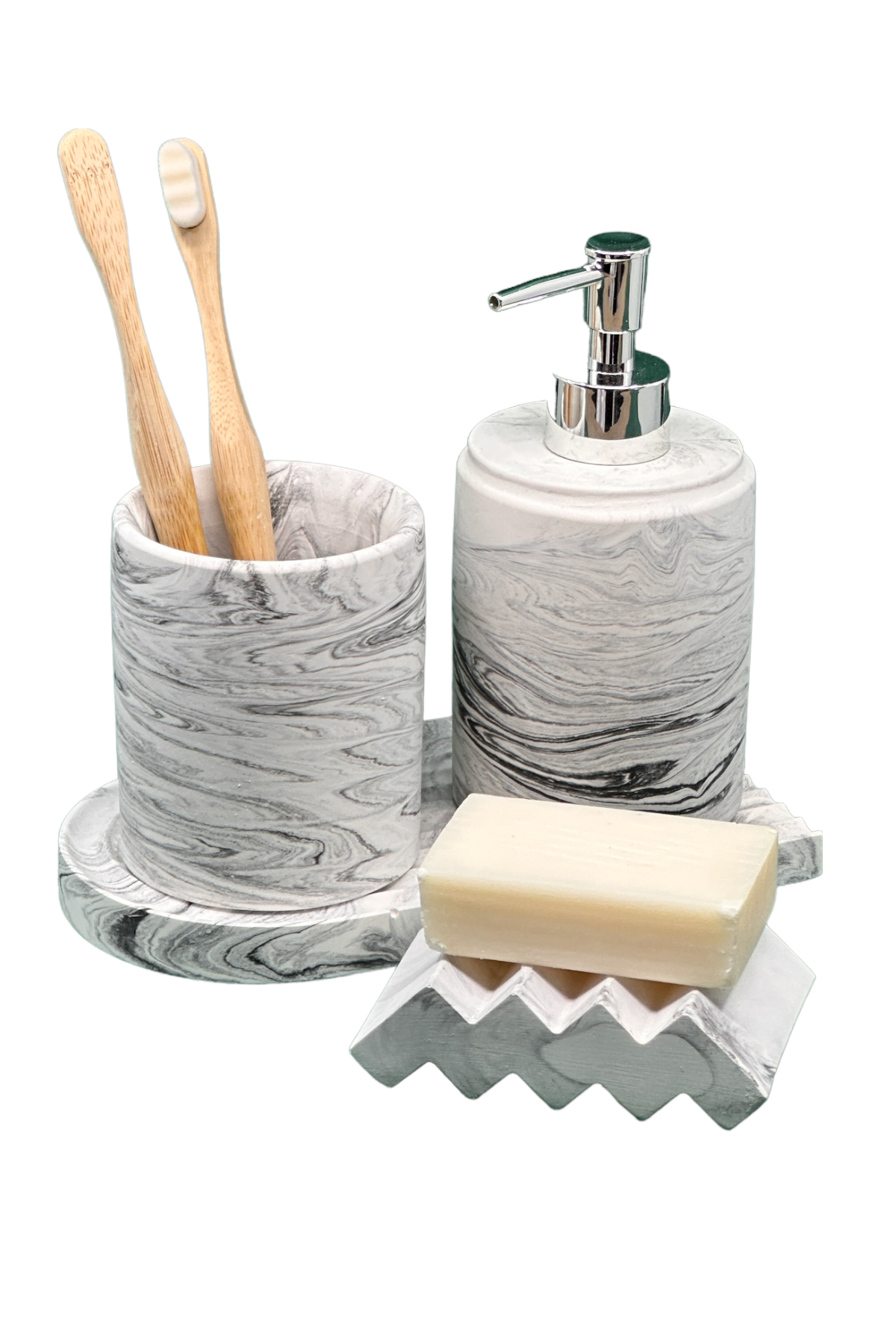 Marble Serisi Sıvı Sabunluk ve Diş Fırçalık Set