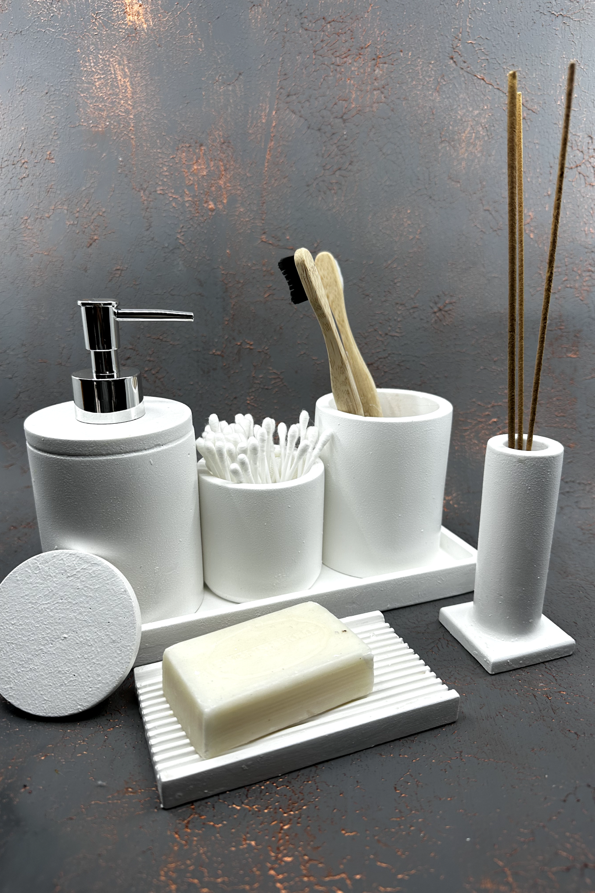 Beyaz Beton Banyo Seti