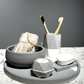 Beyaz Antrasit Beton Banyo Seti