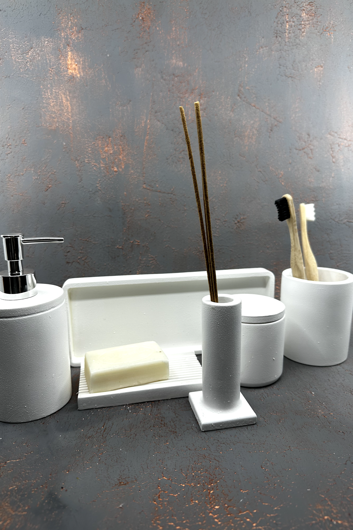Beyaz Beton Banyo Seti
