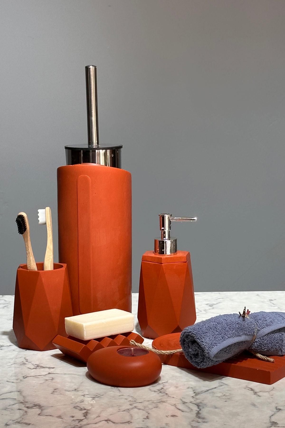 Terracotta Serisi Toprak Banyo Seti